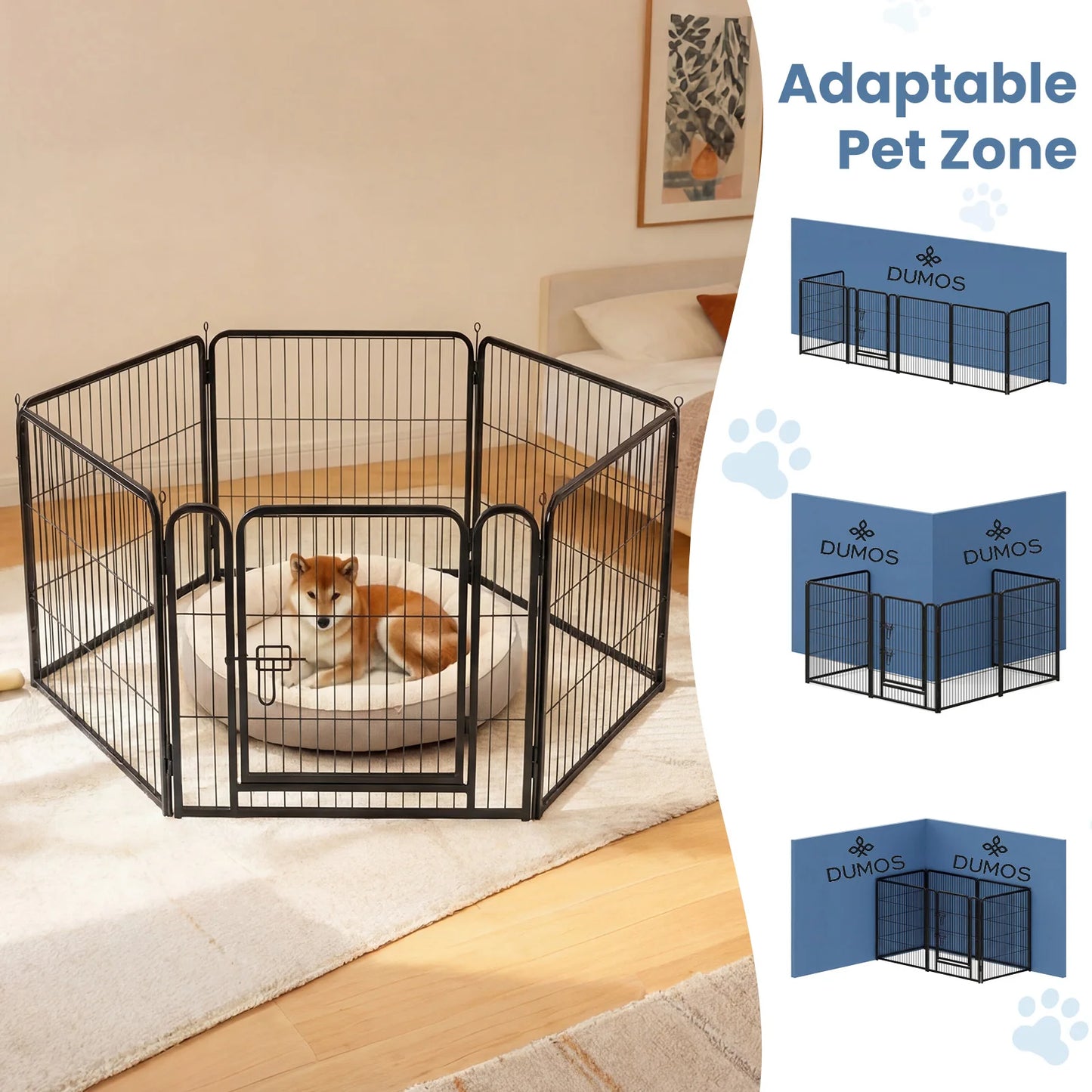 JHK Foldable Metal Dog Playpen 6 Panel Pet Fence Outdoor