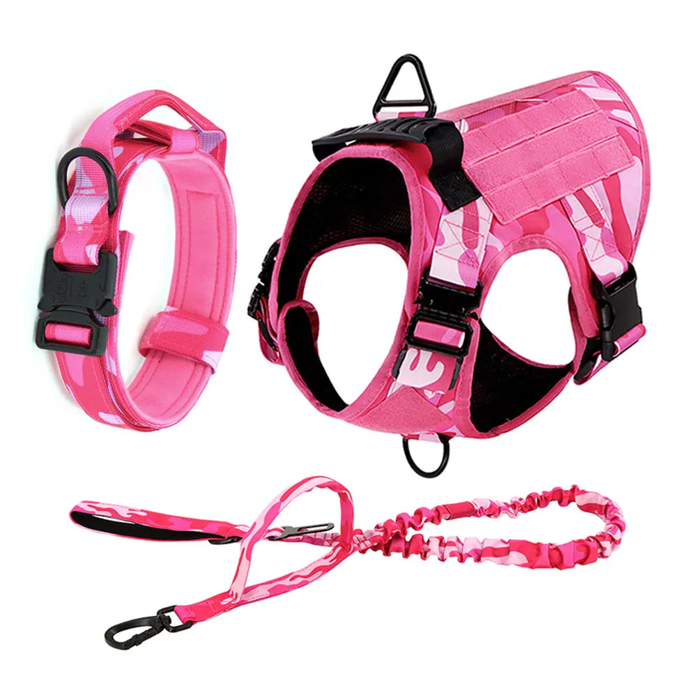 Military Style Padded Nylon Dog Harness With Quick Release Buckle