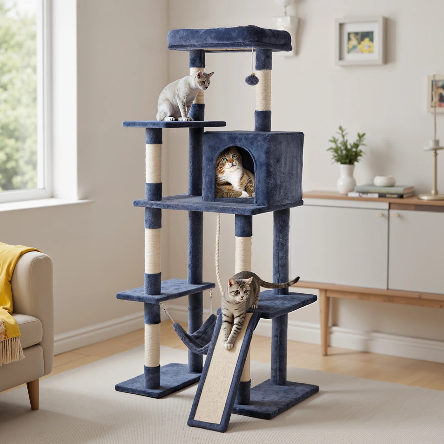 JHK Cat Tree Tall Multi Cat Climbing Tower With Sisal Posts For Indoor Cats