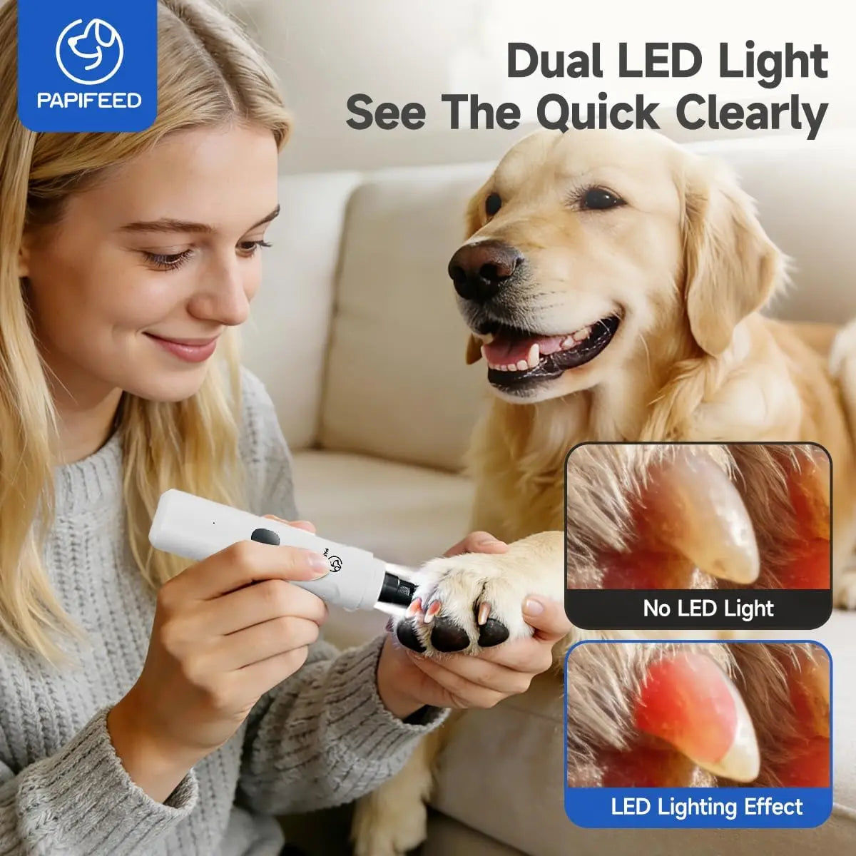 Ultra Quiet Nail Grinder with LED Light for Small Pets