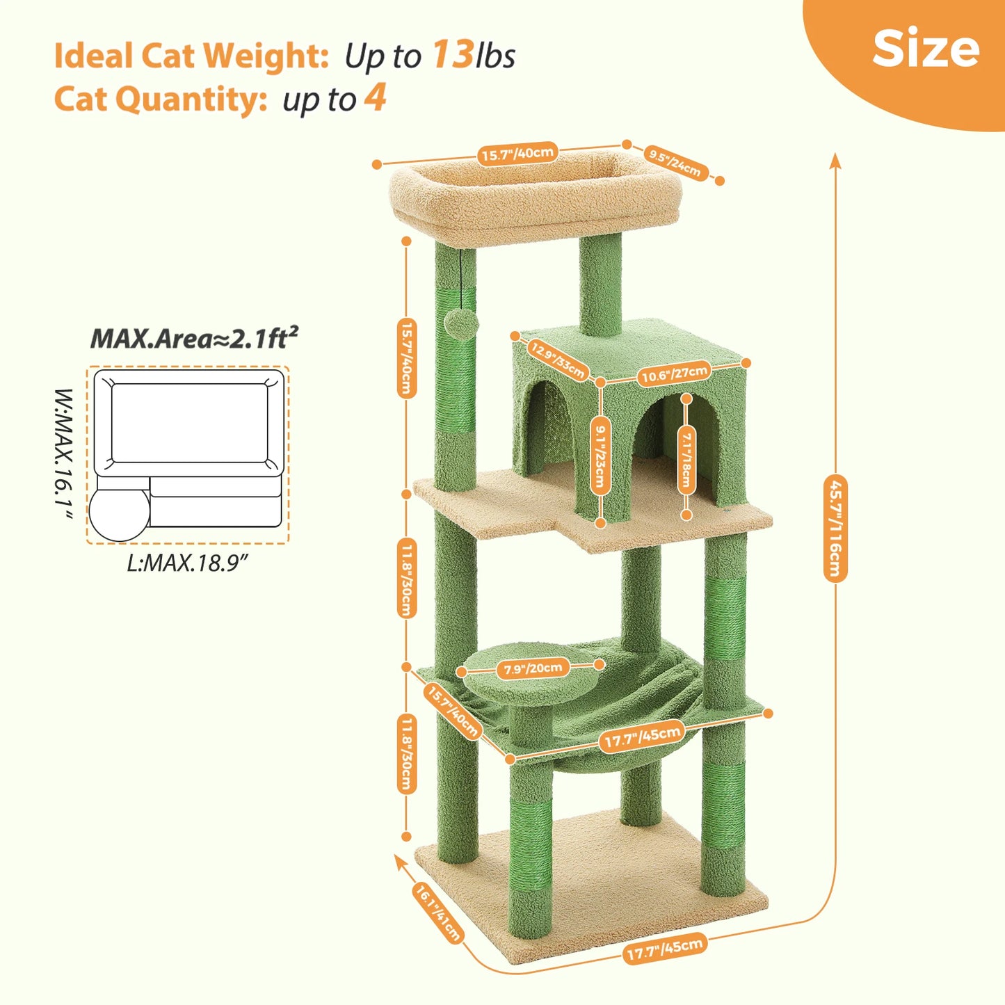PAWZ Road Cactus Cat Tree Tower Indoor Cats Deluxe