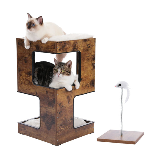 PAWZ Road Wood Cat Condo With Removable Soft Mats Tower