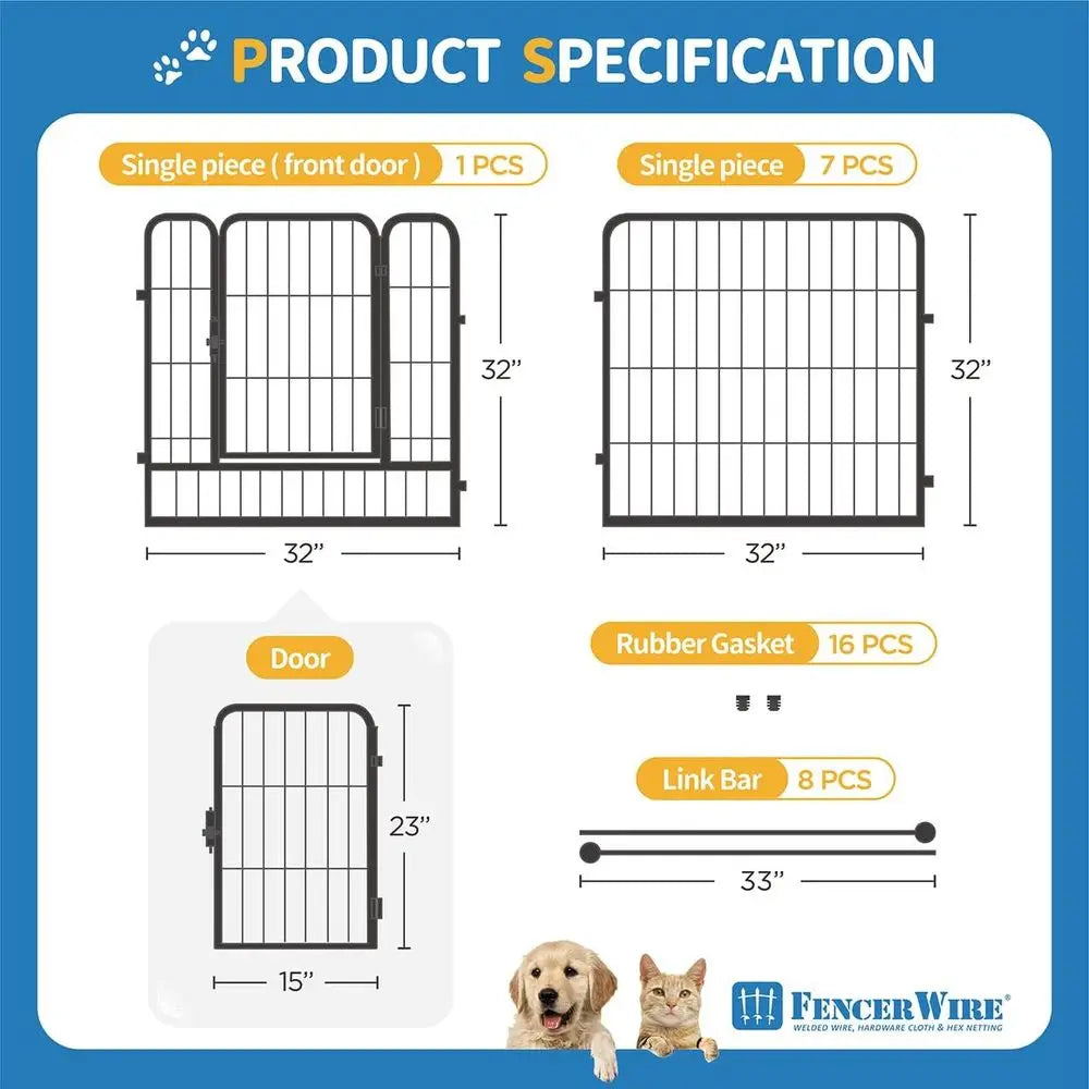 Heavy Duty Portable Indoor Outdoor Metal Pet Playpen With Gate