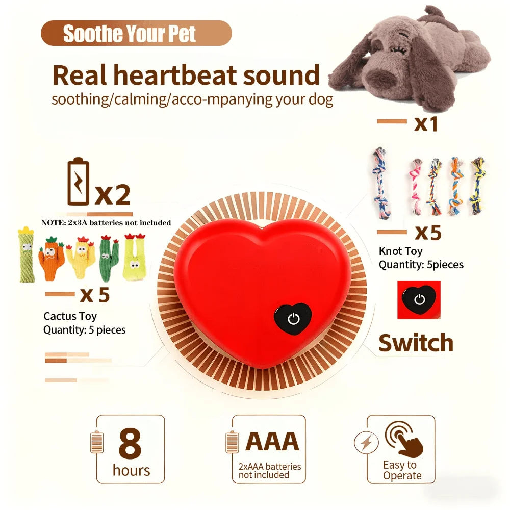 Plush Dog Heartbeat Toy For Anxiety Relief Calming Sleep Aid