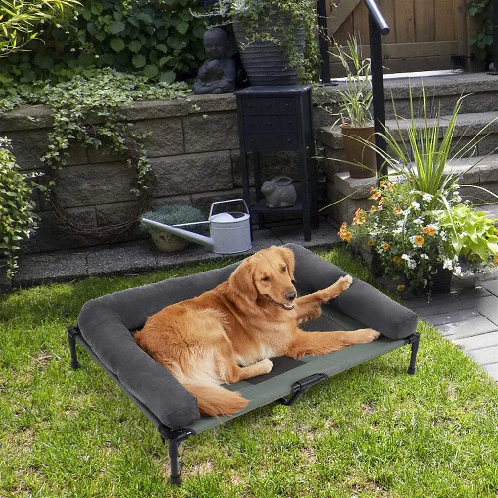 BINGOPAW Elevated Outdoor Cooling Dog Bed Lounger With Mesh Cot