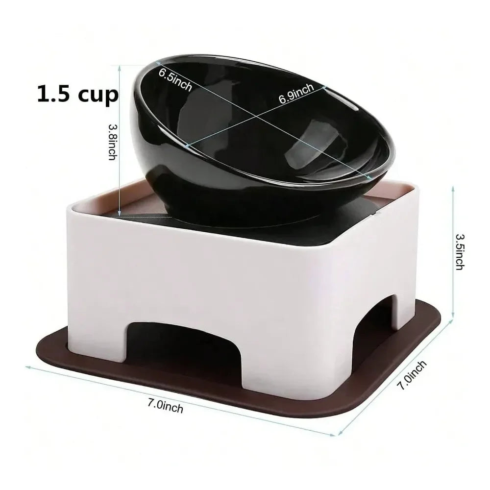Universal Wide Mouth Tilted Dog Feeding Bowl With Anti Skid