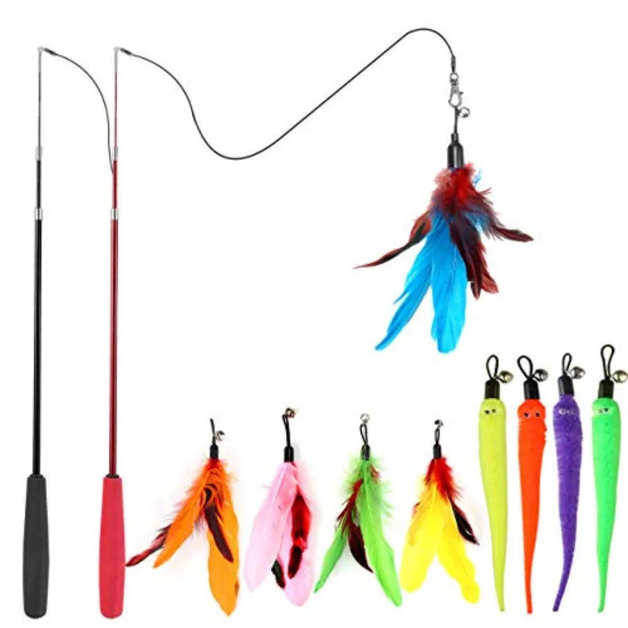Cat Toys For Indoor Cats Interactive Wand Toys And Feather Refills