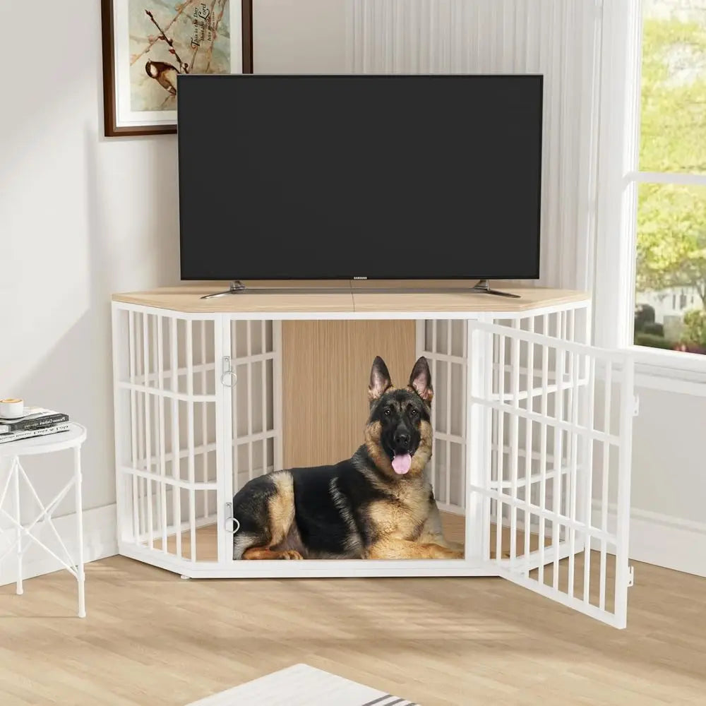 Lockable Wooden Dog Crate Furniture End Table For Dogs