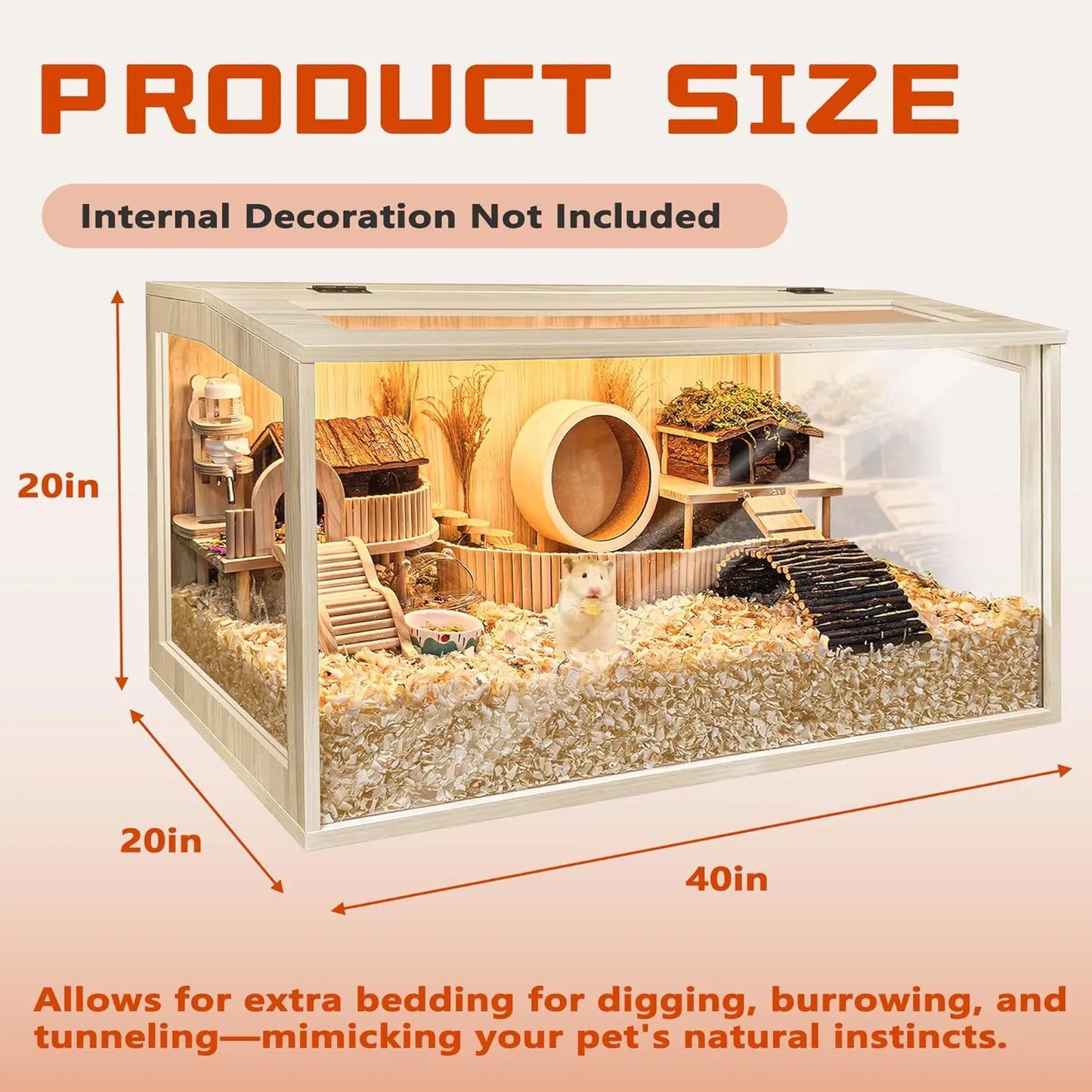 Chewproof Wooden Small Pet Cage With Openable Acrylic Top