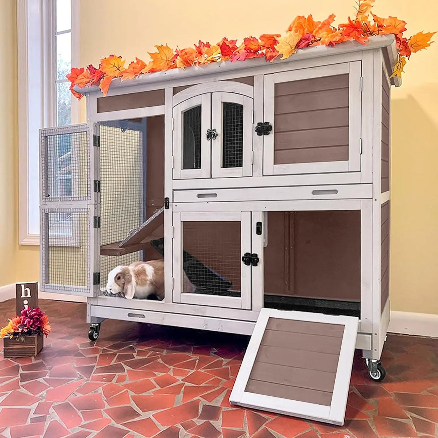 Wooden Rabbit Hutch Indoor Bunny House And Guinea Pig Cage