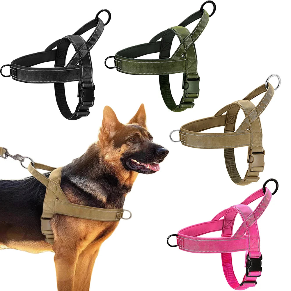 Tactical Anti-Pull Dog Harness 1000D Nylon Adjustable Reflective Vest