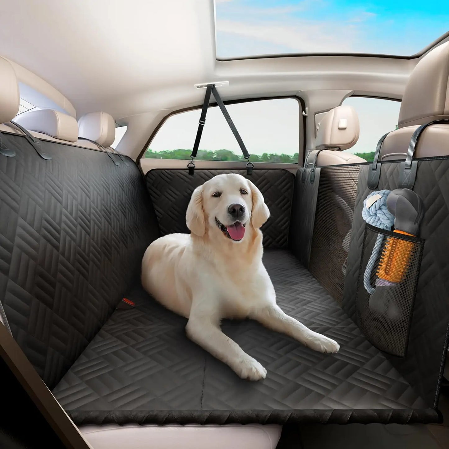 NONECN Hard Bottom Rear Seat Dog Hammock Extender For Cars