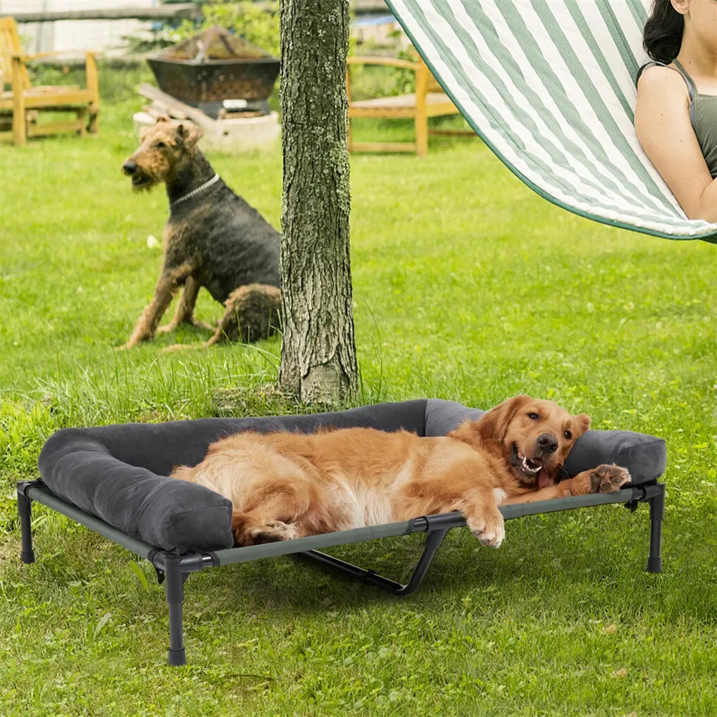 BINGOPAW Elevated Outdoor Cooling Dog Bed Lounger With Mesh Cot