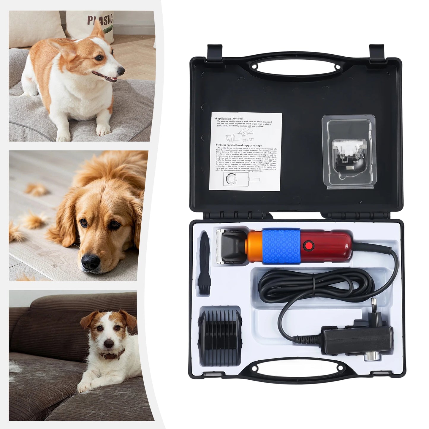 36W Professional Dog Clipper Cat Hair Trimmer Pet Grooming Kit