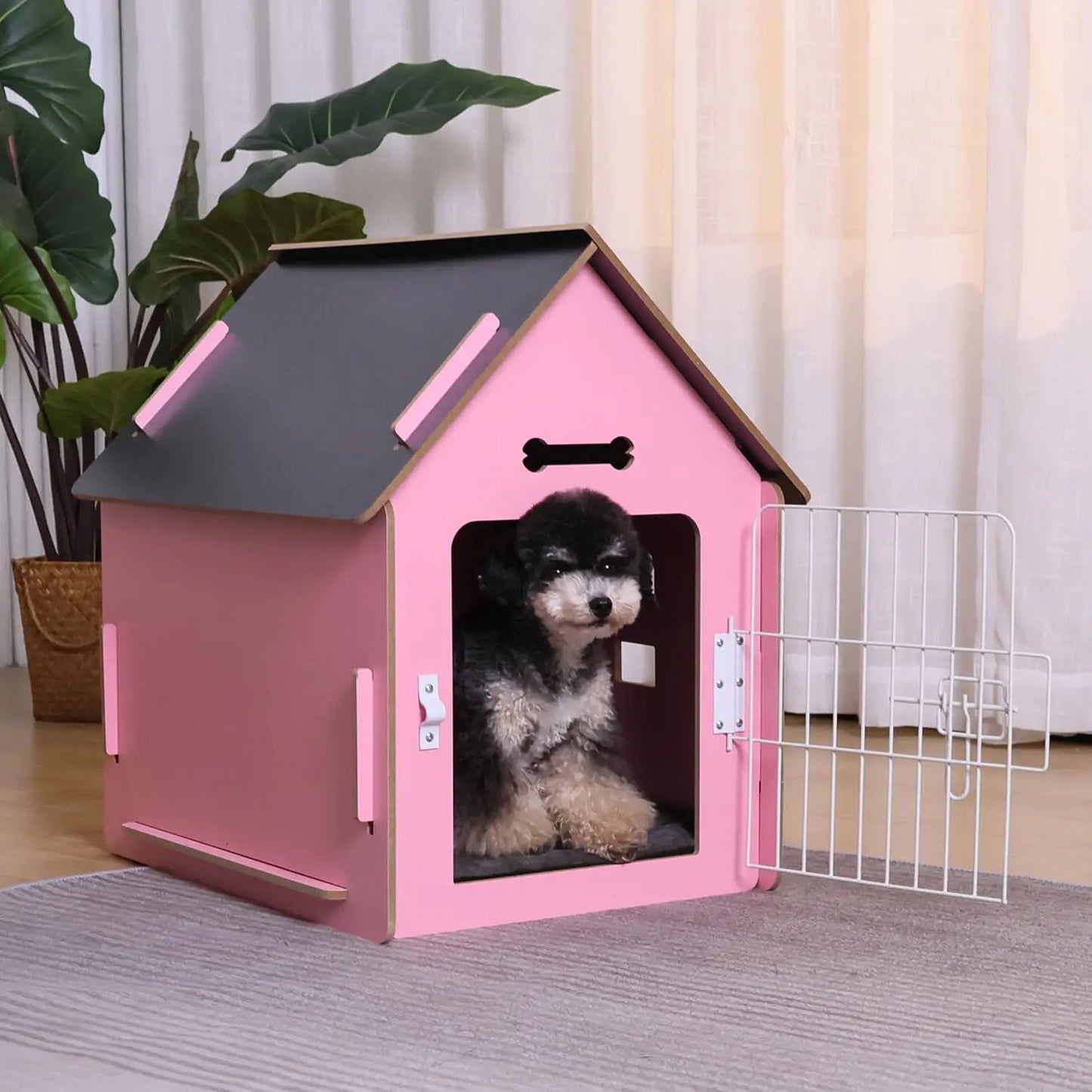 Cozy Wooden Indoor Pet House For Small Dogs And Cats With Air Vents