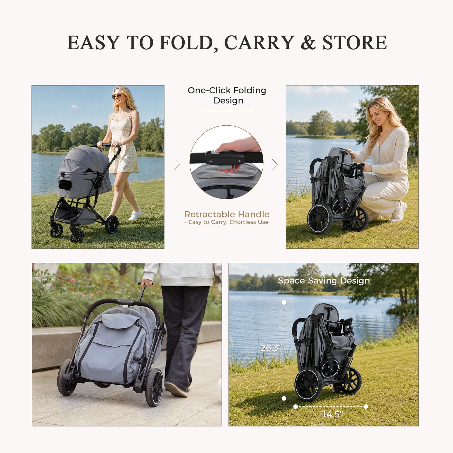 PAWZ Road Foldable Pet Stroller for Small to Medium Dogs