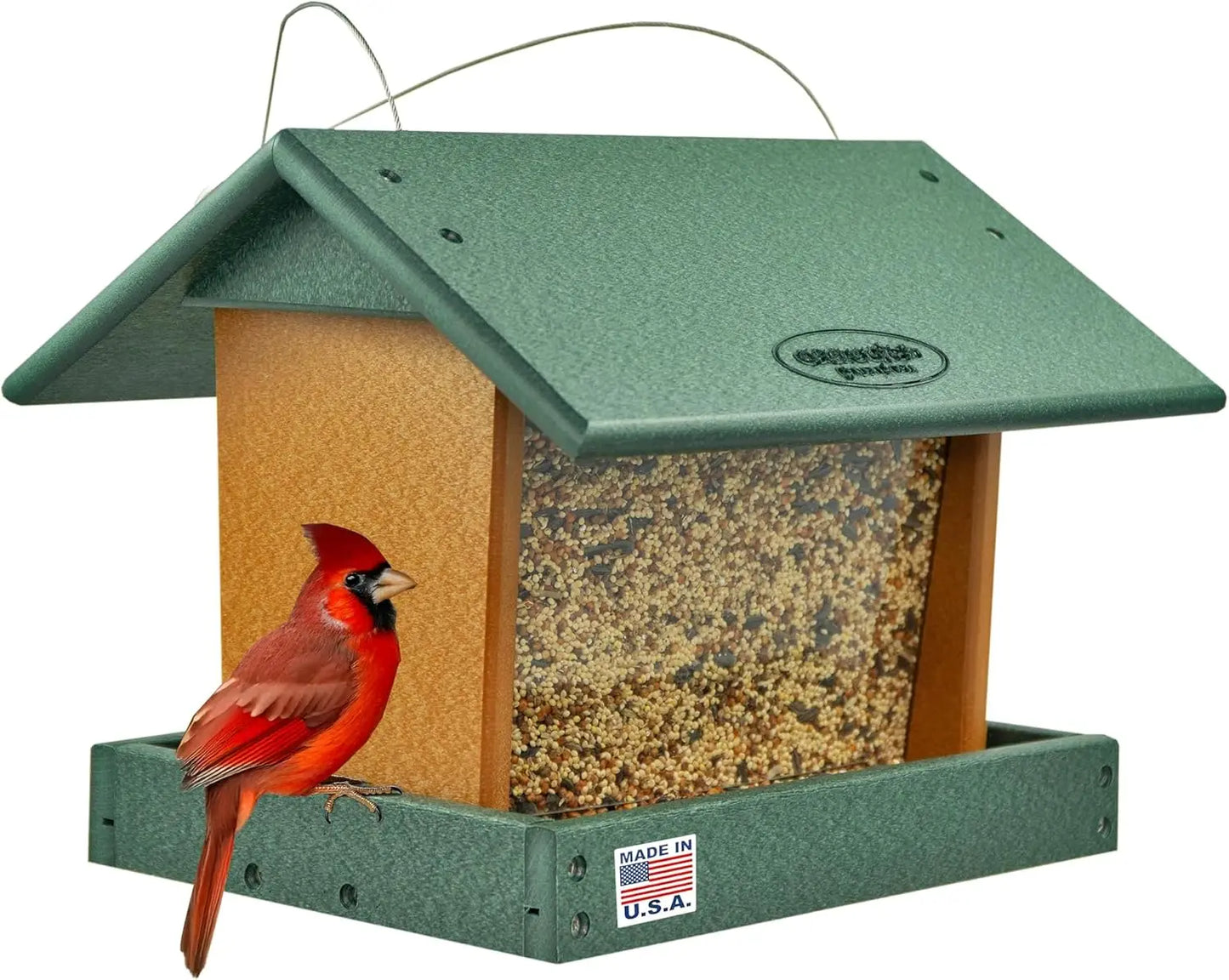 Large Hanging Hopper Bird Feeder Made In USA Recycled Plastic