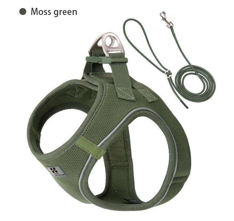 Dog Harness Leash Set for Small-To-Medium Dogs Reflective Adjustable