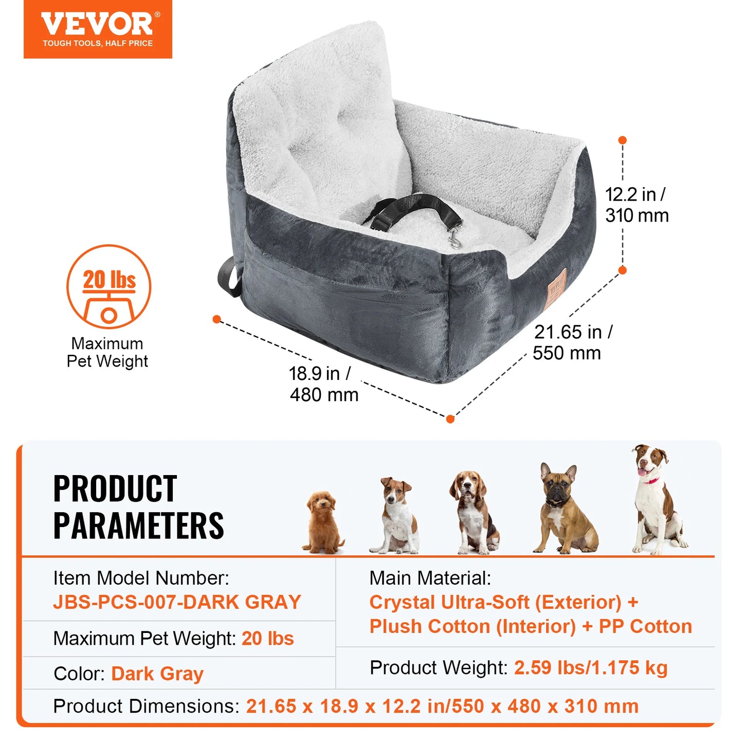 SucceBuy Waterproof Dog Car Seat Booster With Clip-On Safety Leash