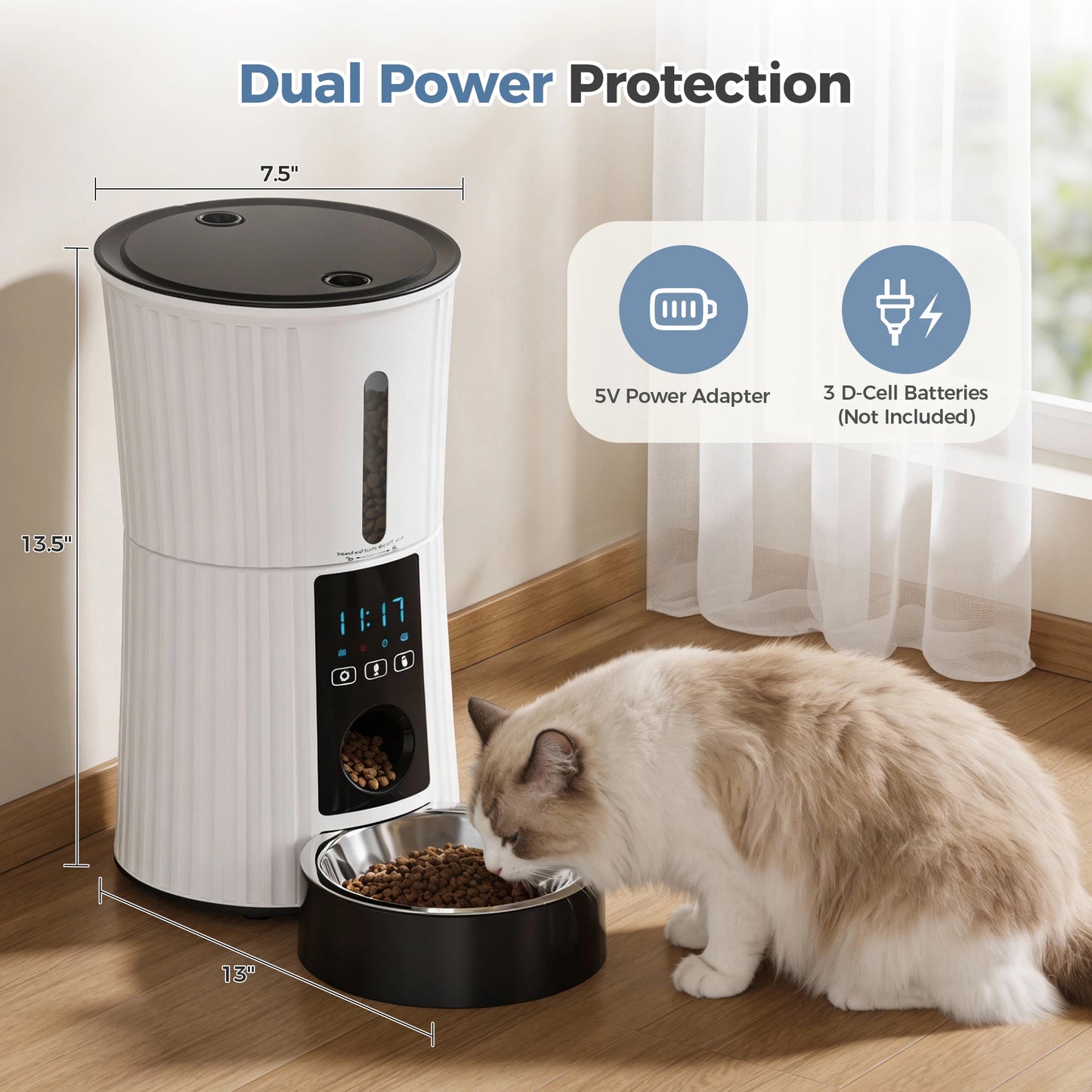 Automatic Cat Feeder WiFi Timed Dispenser With App Control