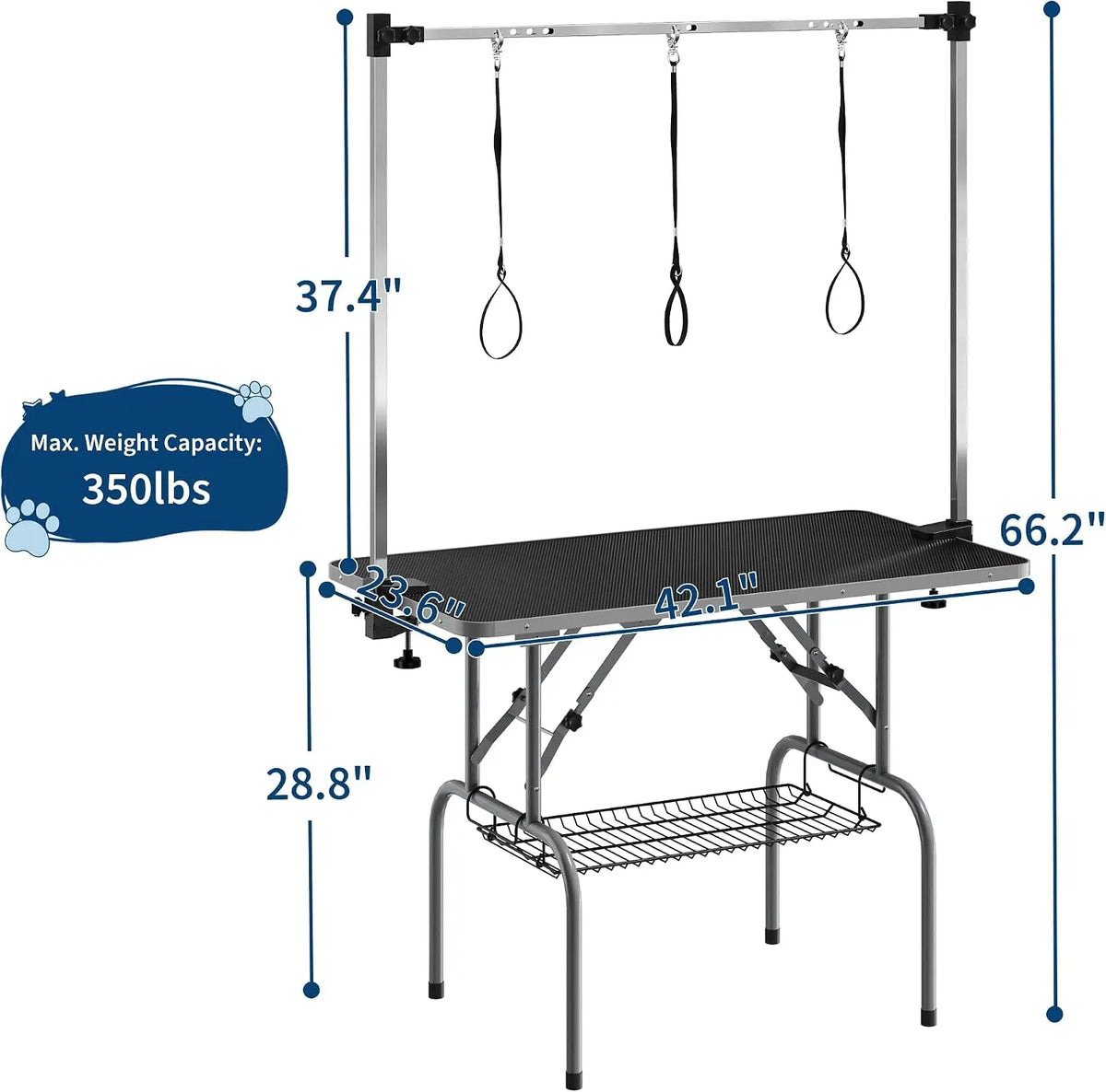 TWISTER.CK Foldable Professional Dog Grooming Table With Heavy Duty Support