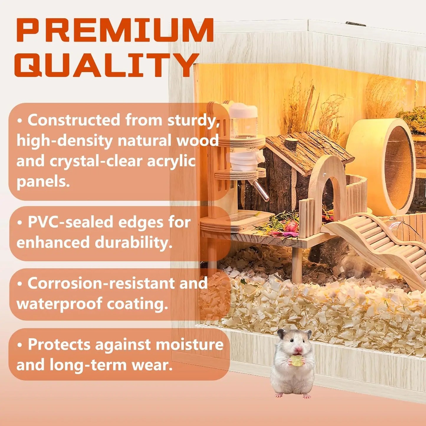 Chewproof Wooden Small Pet Cage With Openable Acrylic Top