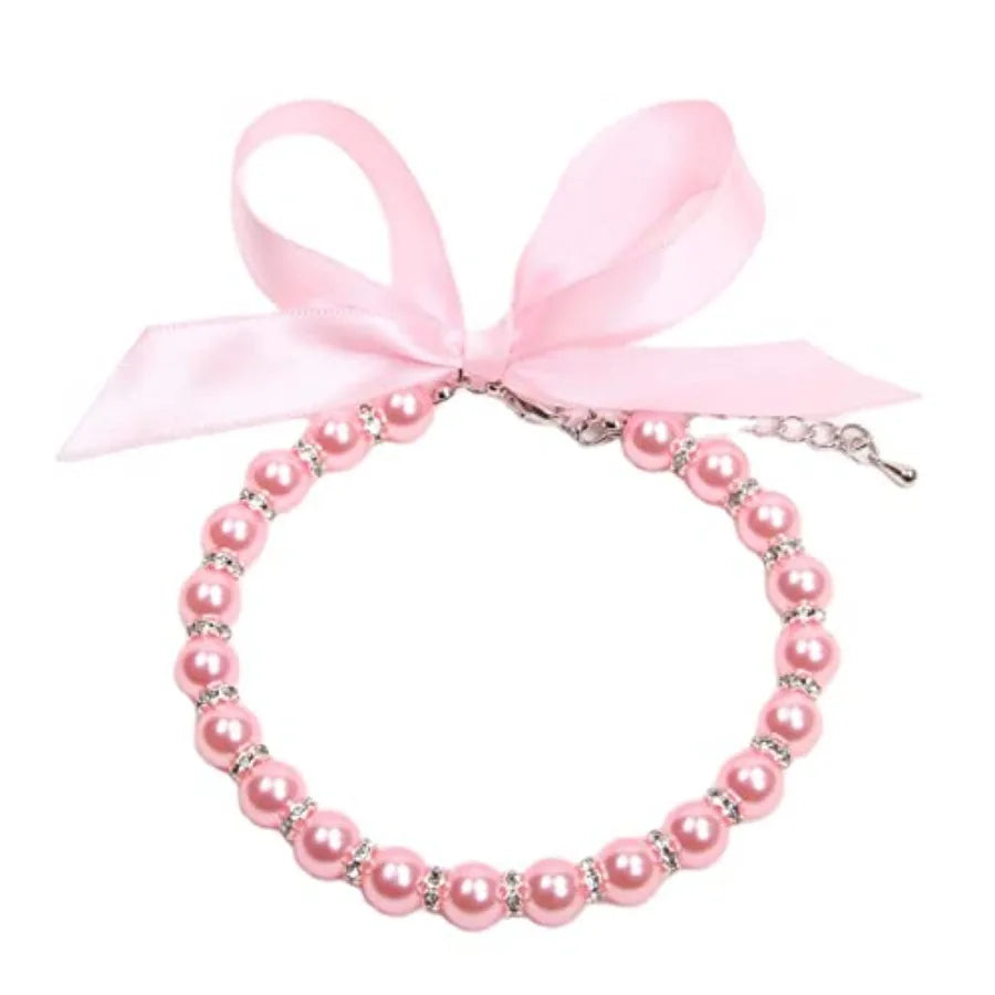 Pearl Necklace Collar With Bling Accessories For Dogs And Cats