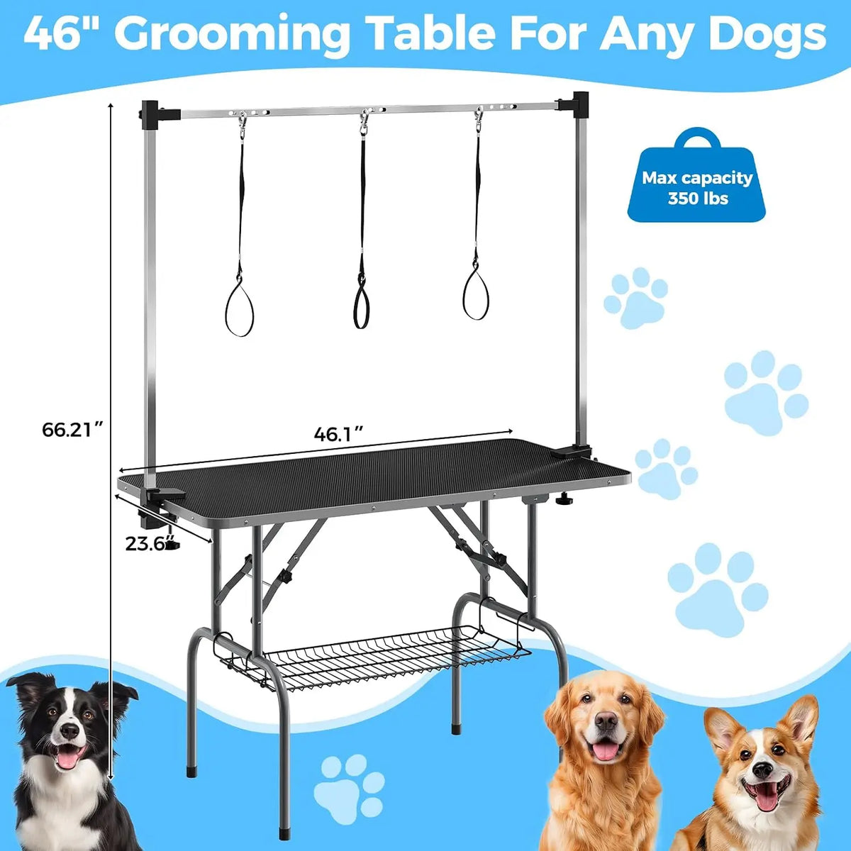 TWISTER.CK Foldable Professional Dog Grooming Table With Heavy Duty Support