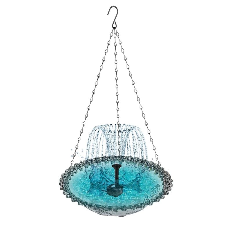Outdoor Solar Bird Fountain Floating Bath With Blue Design