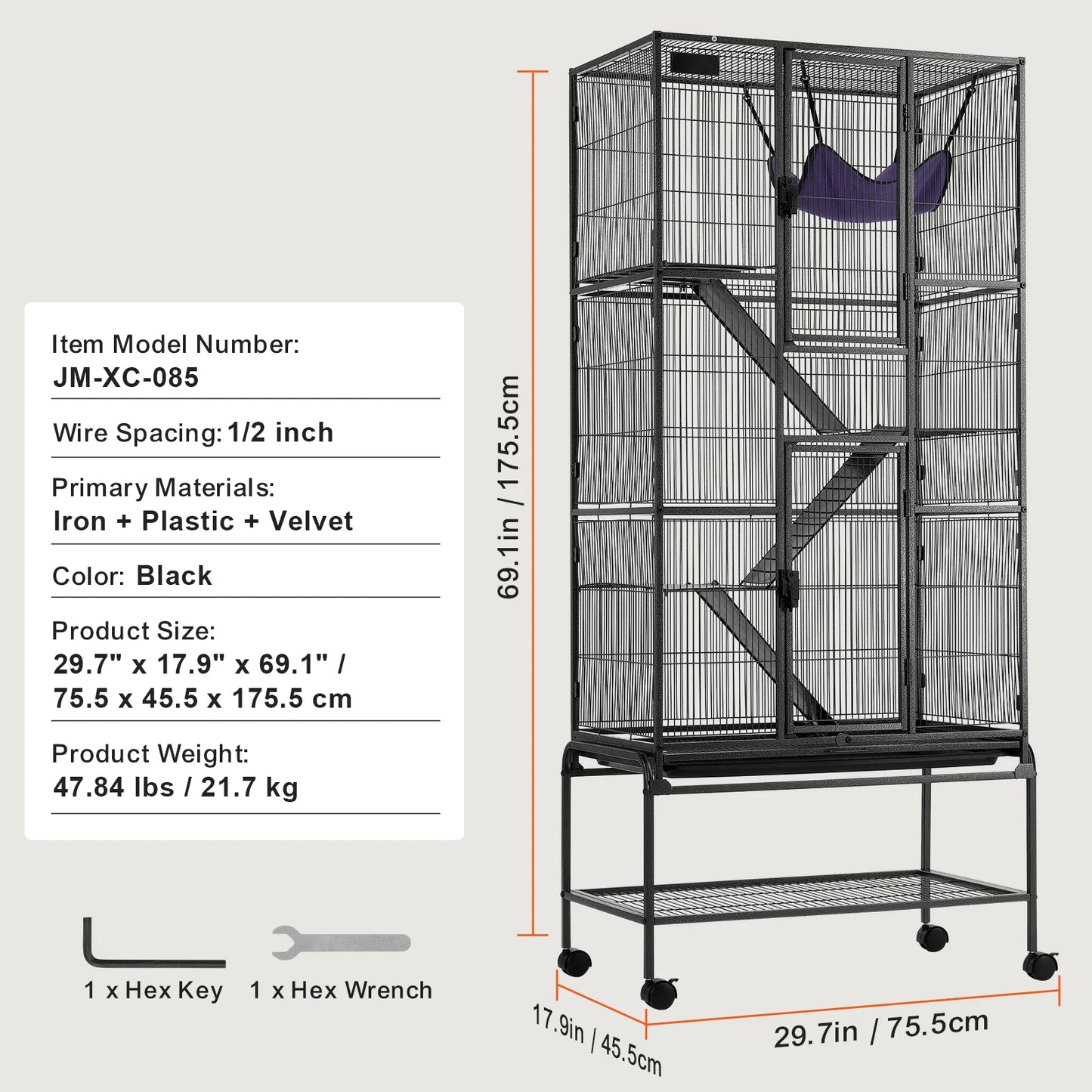 NONECN Ferret Cage 4-Tier Critter Nation