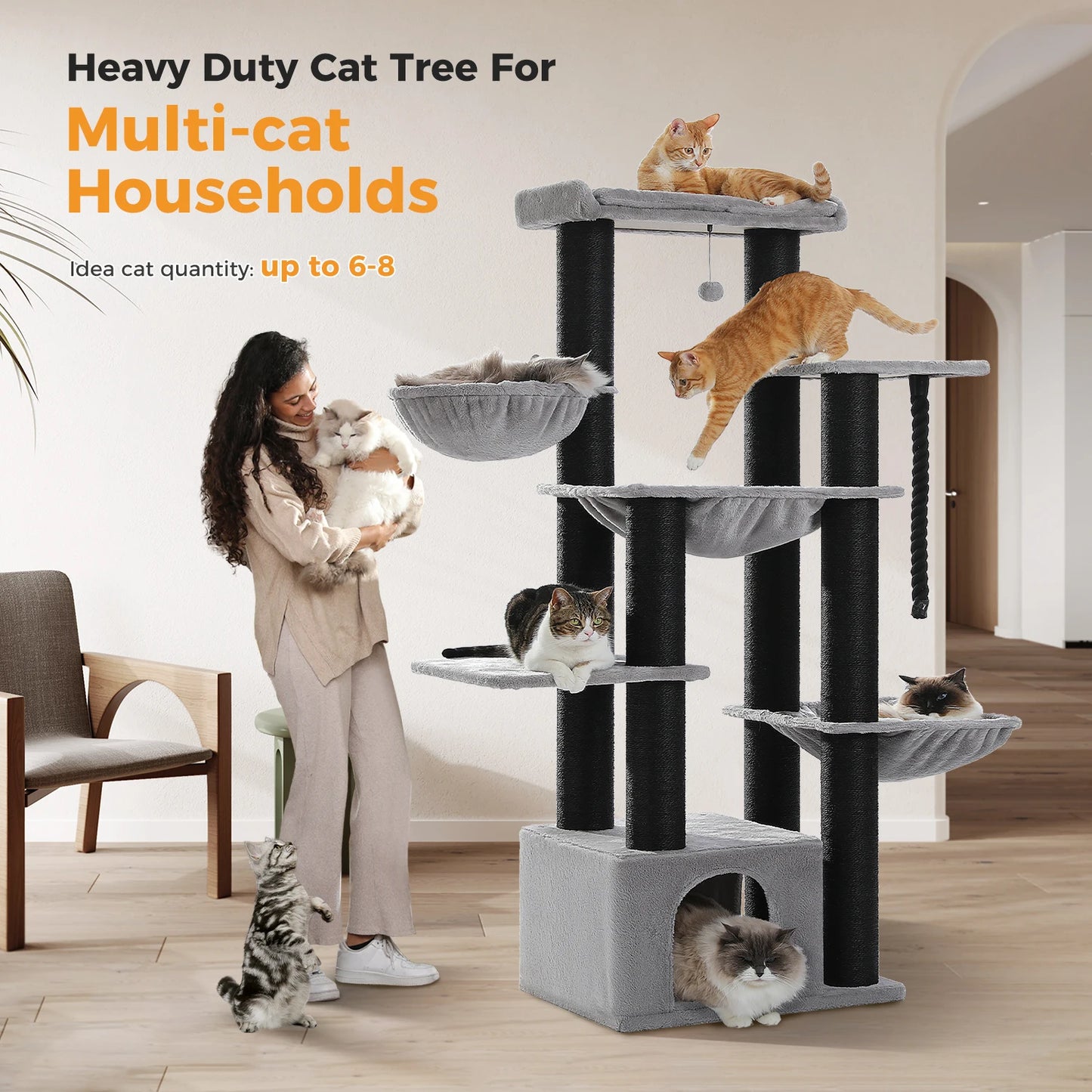 NONECN Cat Tower Indoor Multi Level Condo With Scratching Posts