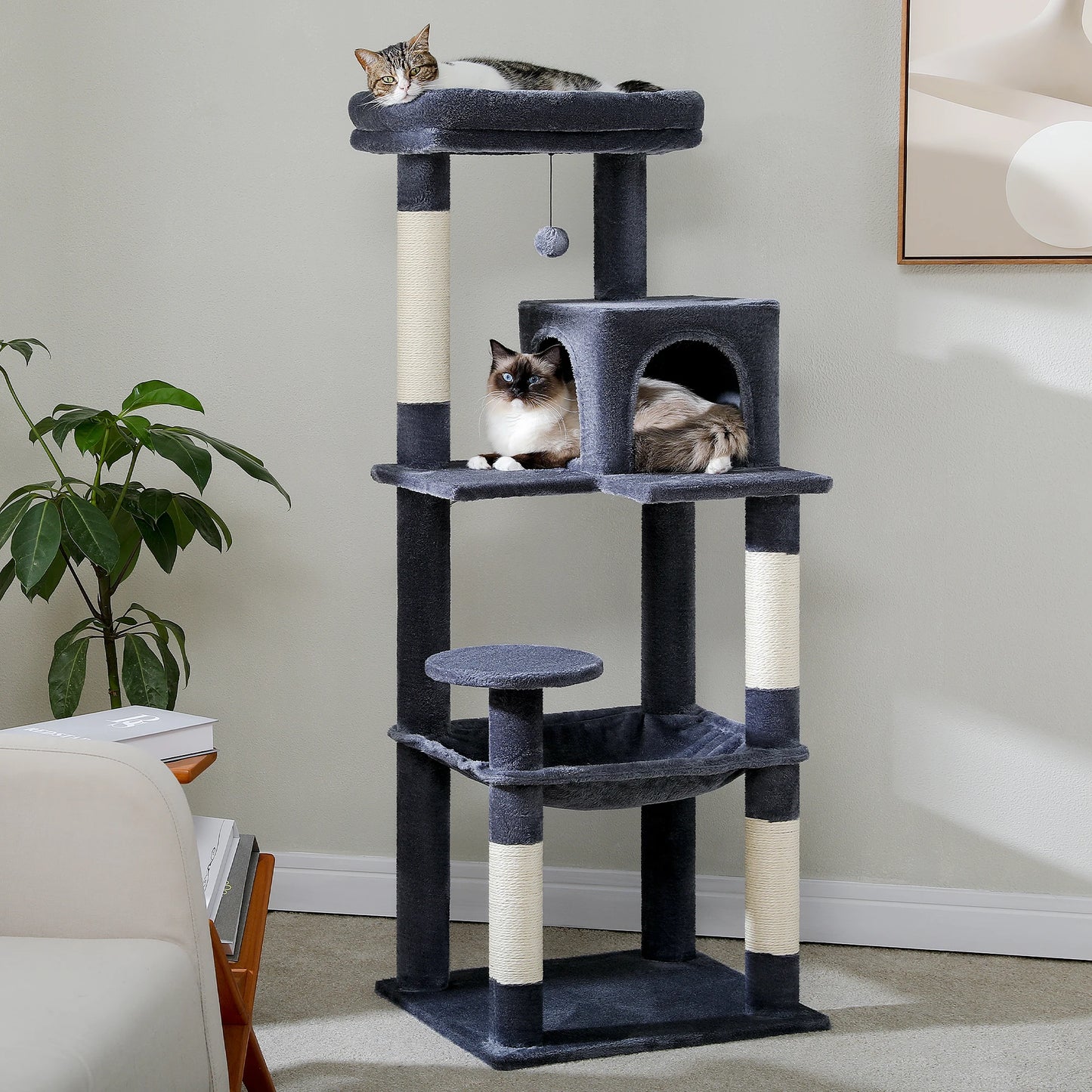 PAWZ Road 5-Level Cat Tree Tower For Indoor Cats With Cozy Condo And Hammock
