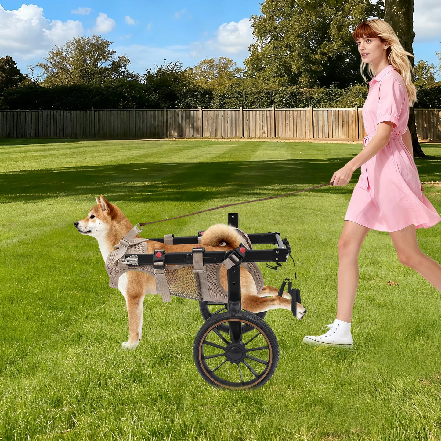 Bymaocar Adjustable Dog Wheelchair For Hind Leg Rehabilitation