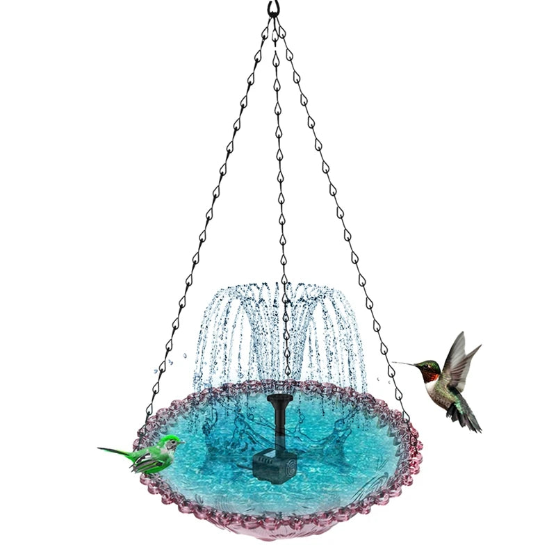 Outdoor Solar Bird Fountain Floating Bath With Blue Design