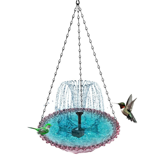 Outdoor Solar Bird Fountain Floating Bath With Blue Design