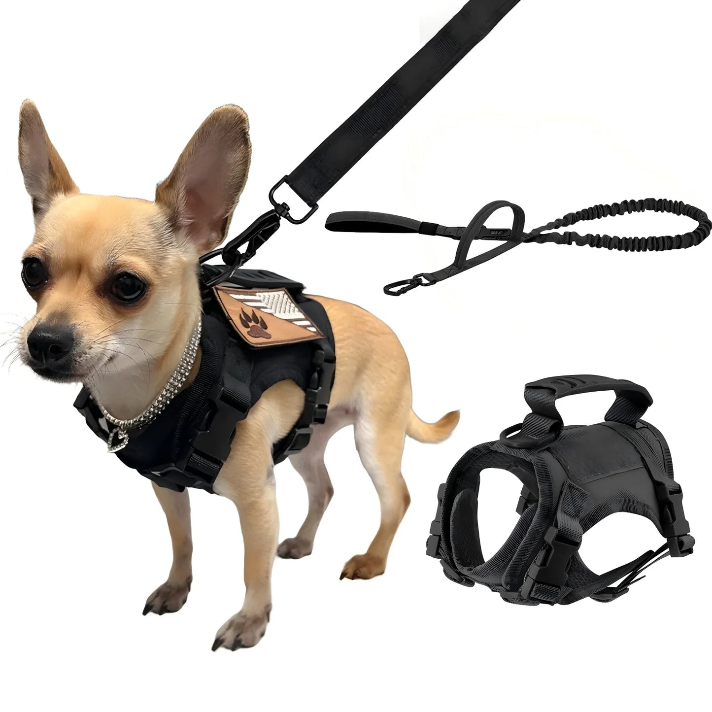 Tactical Puppy Harness Leash Set For Small Dogs And Cats