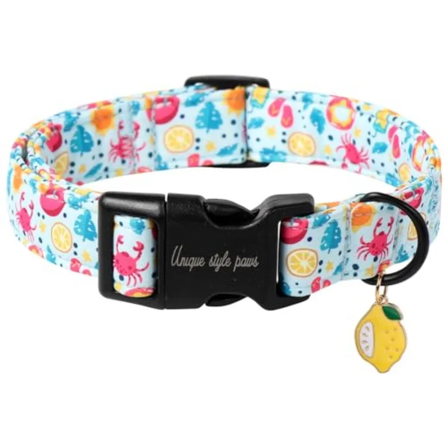 Dog Collar With Pendant Coconut Tree Design Plastic Buckle