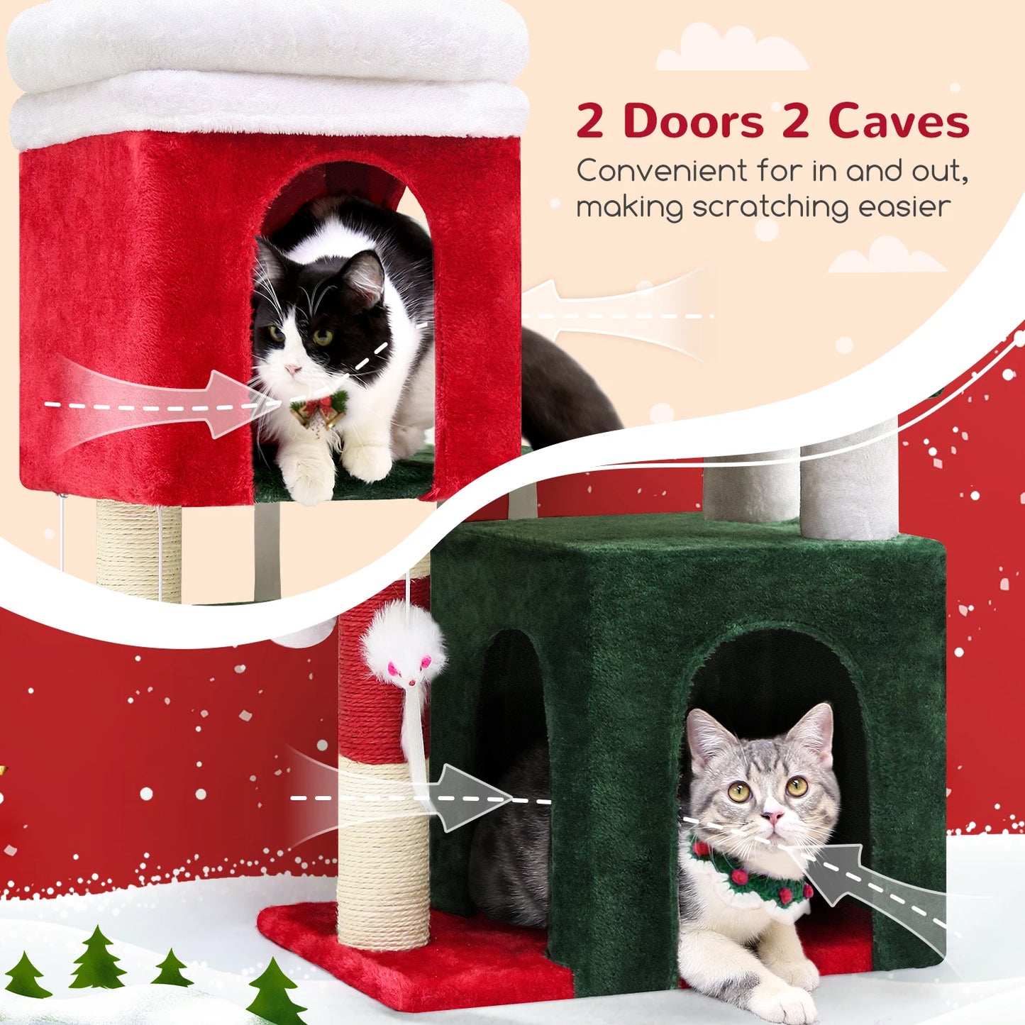 NONECN Christmas Cat Tree With Scratching Post For Indoor Cats