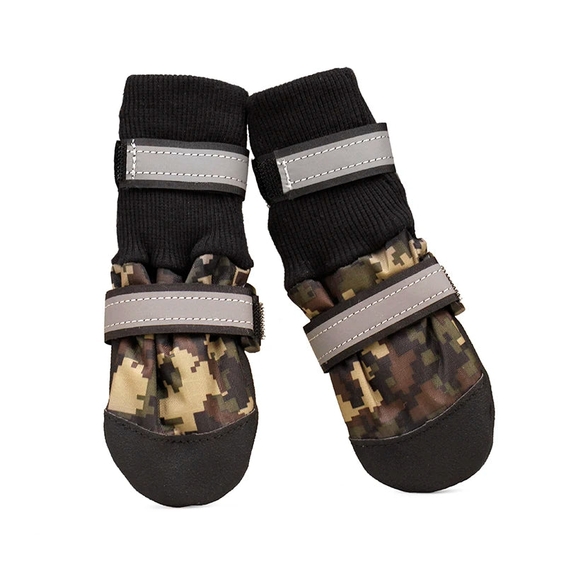 Waterproof Anti Slip Dog Snow Boots Reflective Camouflage