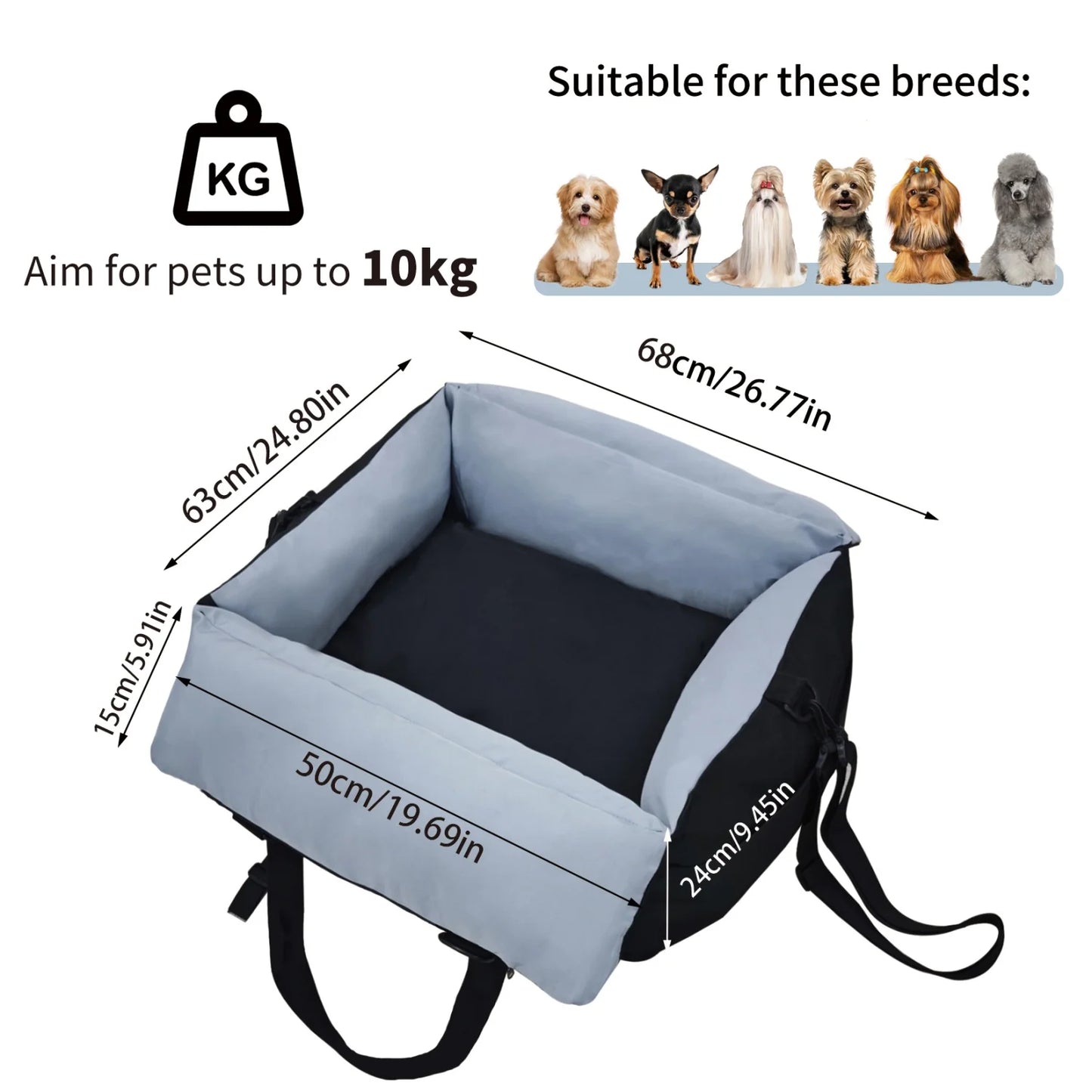 Dog Car Seat Small Dogs Travel Carrier With Safety Belt