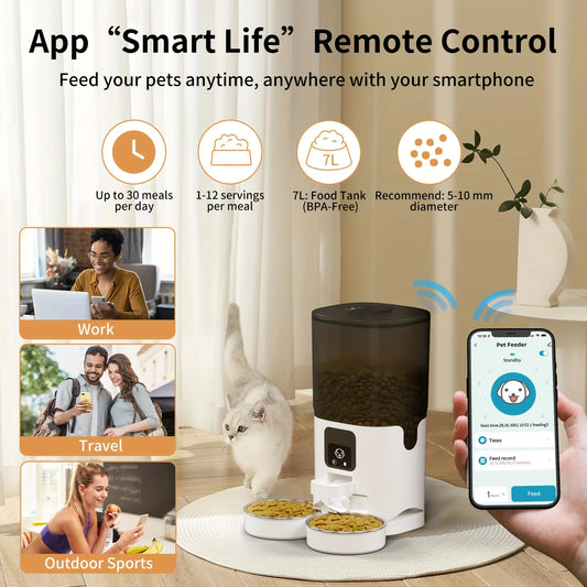 PAPIFEED Smart Double Bowl Automatic Pet Feeder With WiFi