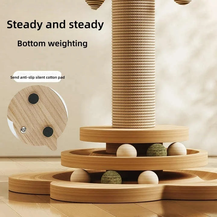 Indoor Cat Scratching Post With Teasing Wand And Ball Track