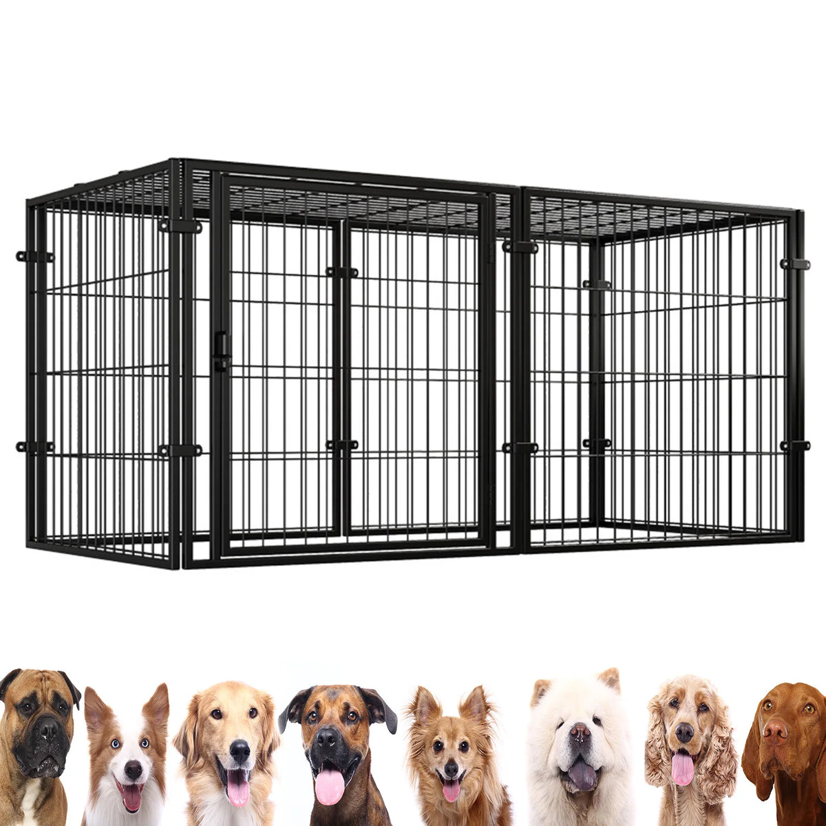 Heavy Duty Wire Dog Crate With Stackable Easy Assembly