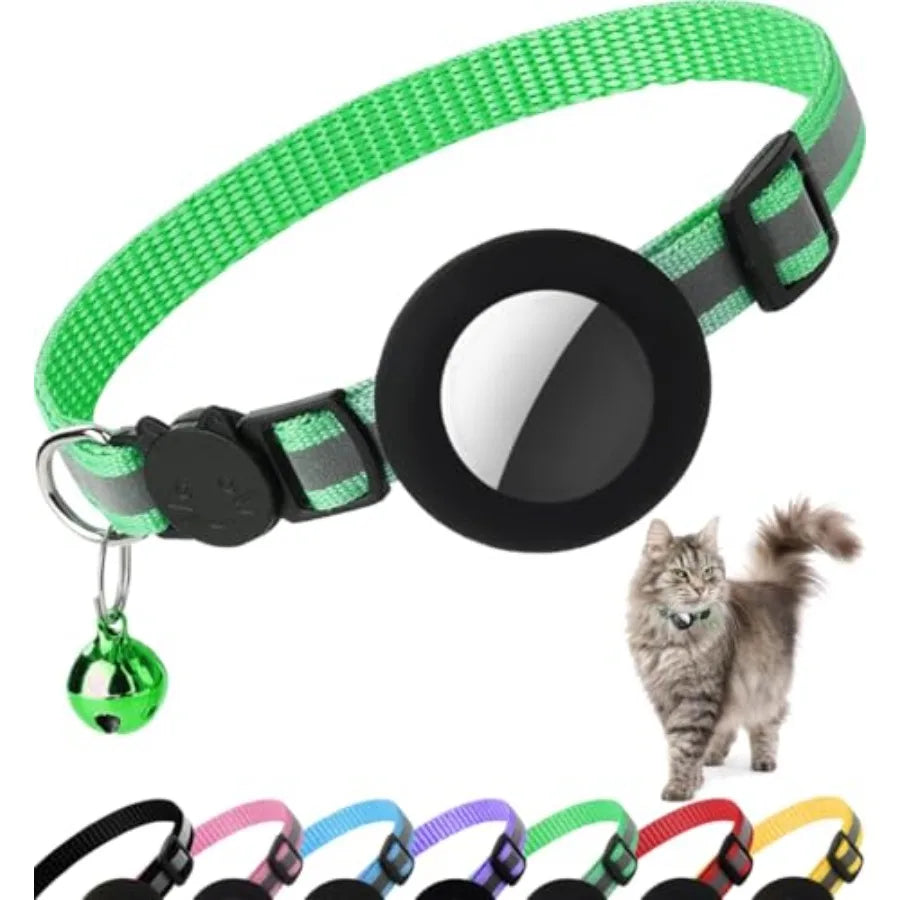 AirTag Cat Collar Breakaway Reflective Kitten Collar With Bell Holder