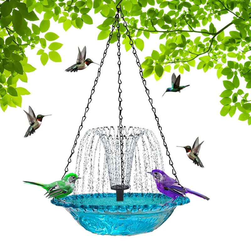 Outdoor Solar Bird Fountain Floating Bath With Blue Design
