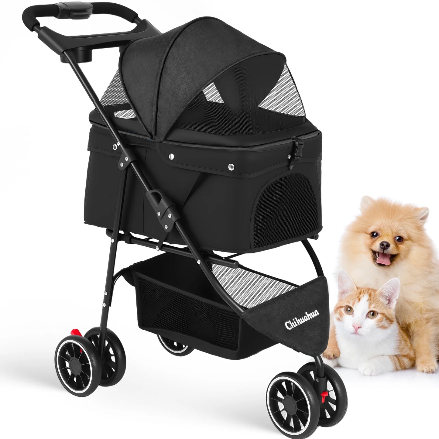 Chihuahua Pet Stroller For Cats Dogs Breathable Mesh Canopy
