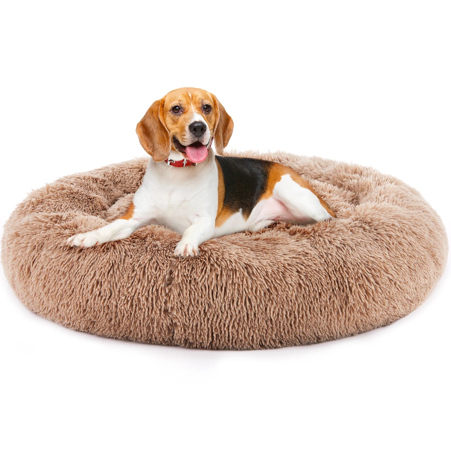 JHK Calming Dog Bed Washable Plush Faux Fur Anti Slip Round Bed