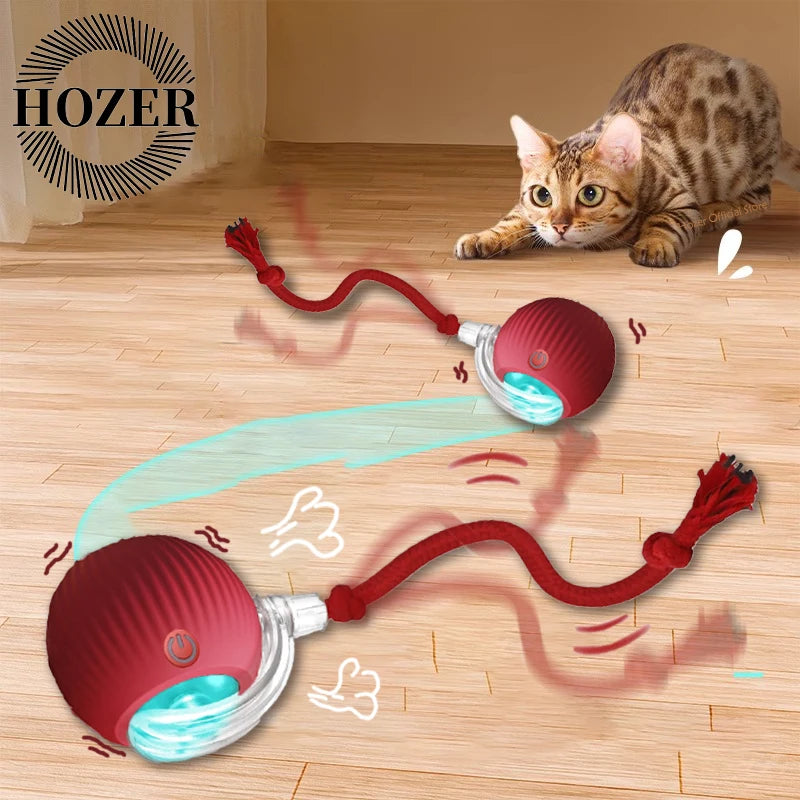 Rechargeable Smart Cat Interactive Rolling Ball Toy With Faux Tail