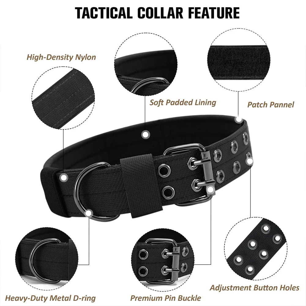 Durable Nylon Tactical Dog Collar For Active Working Pets