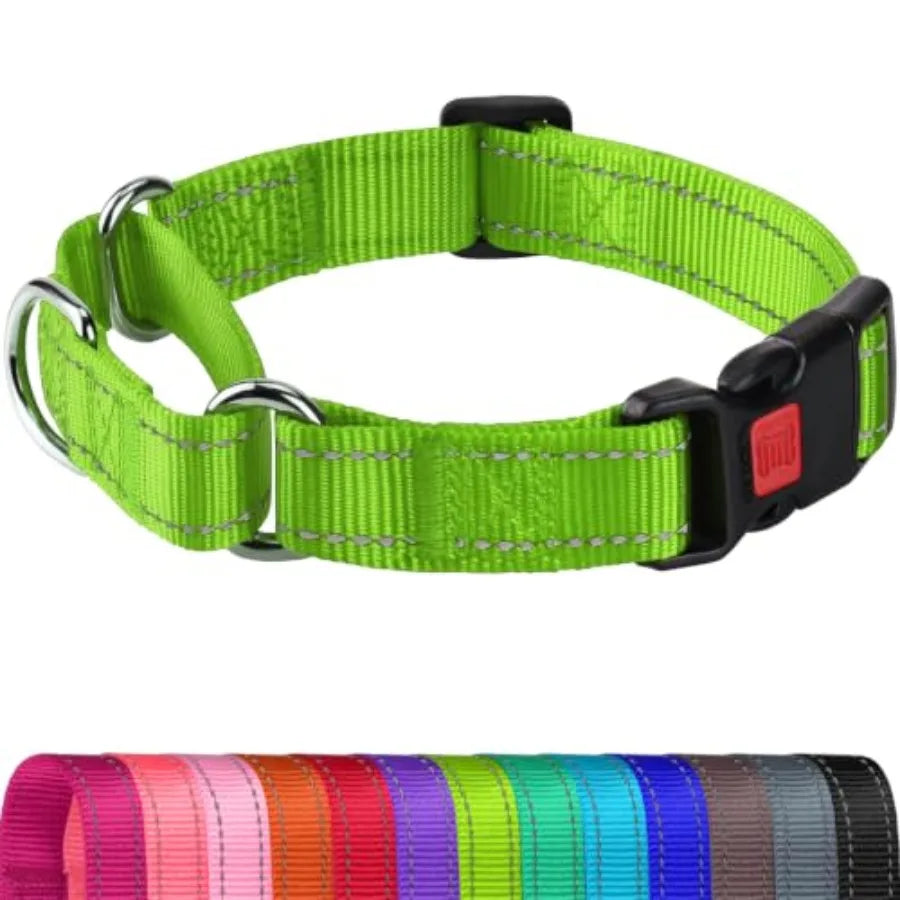 Reflective Martingale Dog Collar With Safety Lock Buckle No Slip